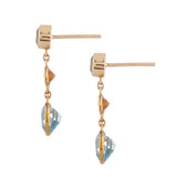 18ct Yellow Gold Blue Topaz And Fire Opal Drop Earrings