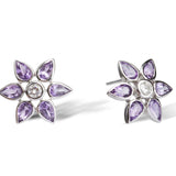 18ct White Gold Amethyst and Diamond Cluster Earrings