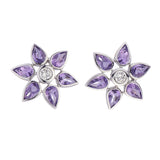 18ct White Gold Amethyst and Diamond Cluster Earrings