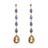 18ct Yellow Gold Diamond, Sapphire and Citrine Drop Earrings