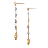 18ct Yellow Gold Diamond, Sapphire and Citrine Drop Earrings