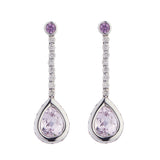 18ct White Gold Pink Sapphire, Diamond and Pink Kunzite Drop Earrings