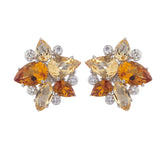 18ct White Gold Light and Dark Citrine Earrings With Diamonds