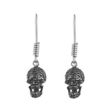 18ct White Gold Pavé Set Black Diamond Skull Earrings With Diamond Eyes