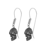 18ct White Gold Pavé Set Black Diamond Skull Earrings With Diamond Eyes