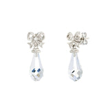 18ct White Gold Diamond Bow Earrings With Crystal Drops