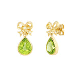 18ct Yellow Gold Diamond Bow Earrings With Peridot Drops