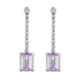 18ct White Gold Diamond and Pink Kunzite Drop Earrings