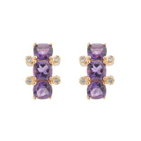 18ct Yellow Gold Amethyst And Diamond Half Hoop Earrings