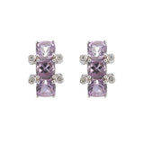 18ct White Gold Amethyst And Diamond Half Hoop Earrings