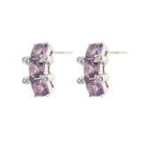 18ct White Gold Amethyst And Diamond Half Hoop Earrings