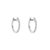 18ct White Gold Diamond Set Huggie Earrings - 11mm