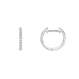 18ct White Gold Diamond Set Huggie Earrings - 11mm