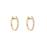 18ct Yellow Gold Diamond Set Huggie Earrings - 11mm