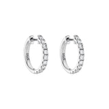 18ct White Gold Diamond Set Huggie Earrings - 13mm