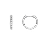 18ct White Gold Diamond Set Huggie Earrings - 13mm