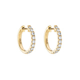 18ct Yellow Gold Diamond Set Huggie Earrings - 13mm