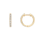 18ct Yellow Gold Diamond Set Huggie Earrings - 13mm