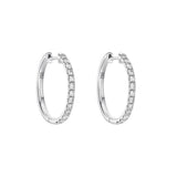 18ct White Gold Diamond Set Huggie Earrings - 18mm