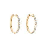 18ct Yellow Gold Diamond Set Huggie Earrings - 18mm
