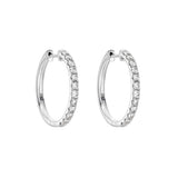 18ct White Gold Diamond Set Huggie Earrings - 20mm