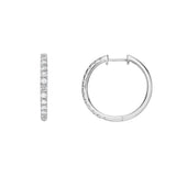 18ct White Gold Diamond Set Huggie Earrings - 20mm