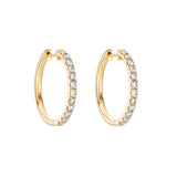 18ct Yellow Gold Diamond Set Huggie Earrings - 20mm