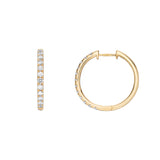 18ct Yellow Gold Diamond Set Huggie Earrings - 20mm