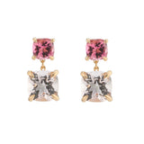 18ct Yellow Gold Pink Tourmaline With Pink Morganite Drop Earrings