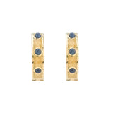 18ct Yellow Gold Sapphire And Clear Enamel Hoop Earrings