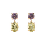 18ct Yellow Gold Amethyst With Yellow Beryl Drop Earrings