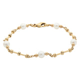 9ct Gold Cultured Pearl Dumbbell Link Bracelet