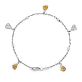 18ct White Gold Pink Morganite, Citrine and Cultured Pearl Bracelet