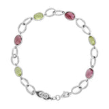 18ct White Gold Pink Tourmaline and Peridot Bracelet