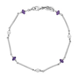 18ct White Gold Amethyst Bead and Pearl Bracelet