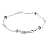 18ct White Gold Amethyst Bead and Pearl Bracelet