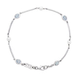 18ct White Gold Cultured Pearl and Aquamarine Bracelet