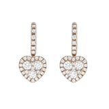 18ct Rose Gold Heart Shaped Diamond Earrings