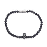 Lava Bead Stretch Bracelet With Black Spinel Skull