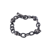 Sterling Silver Oxidised Black Skull Bracelet