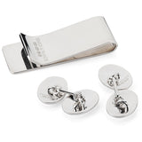 Sterling Silver Plain Oval Cufflinks and Money Clip Set