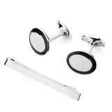 Sterling Silver Enamel Cufflinks and Tie Slide Set