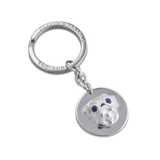 Sterling Silver Pug With Sapphire Eyes Keyring