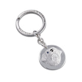 Sterling Silver Border Terrier Keyring With Sapphire Eyes