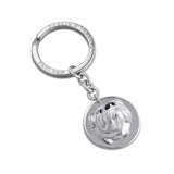 Sterling Silver English Bulldog Keyring With Sapphire Eyes