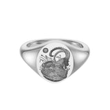 Sterling Silver Zodiac Signet Ring - 12x10mm Oval – Goat