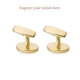 18ct Yellow Gold Cufflinks with Black Stripe and Diamond Centre