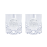 Pair of Glass Tumblers With Engraved Lion