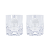 Pair of Glass Tumblers With Engraved Skull