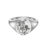 Sterling Silver Zodiac Signet Ring - 14x13mm Oval – Horse